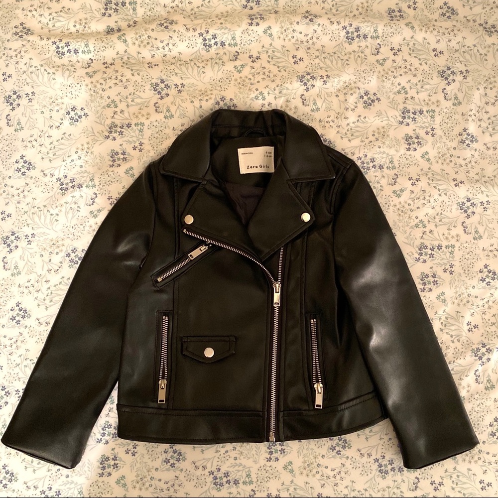 NWOT Zara Girls Faux Leather Jacket Size 6